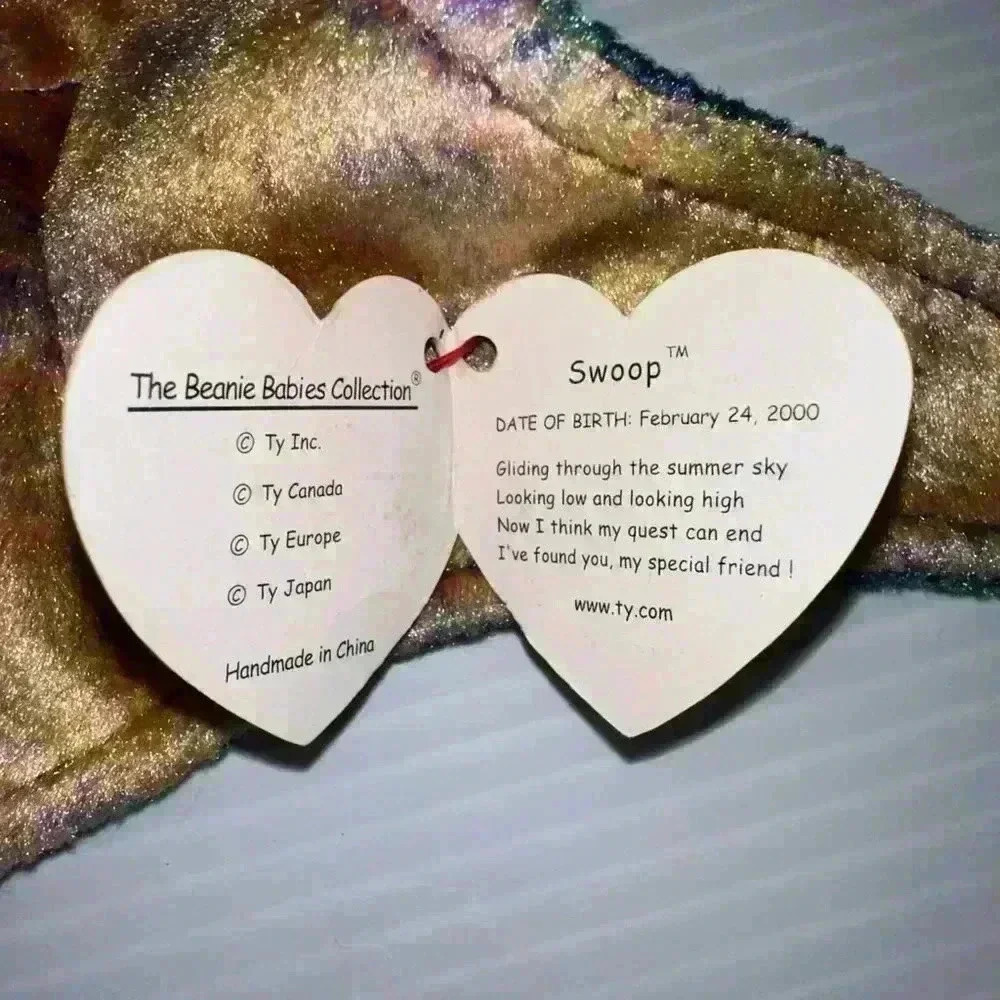NWT! Ty Beanie Baby Plush Animal “Swoop” the Pterodactyl Green & Brown/2000/PE - Picture 8 of 12
